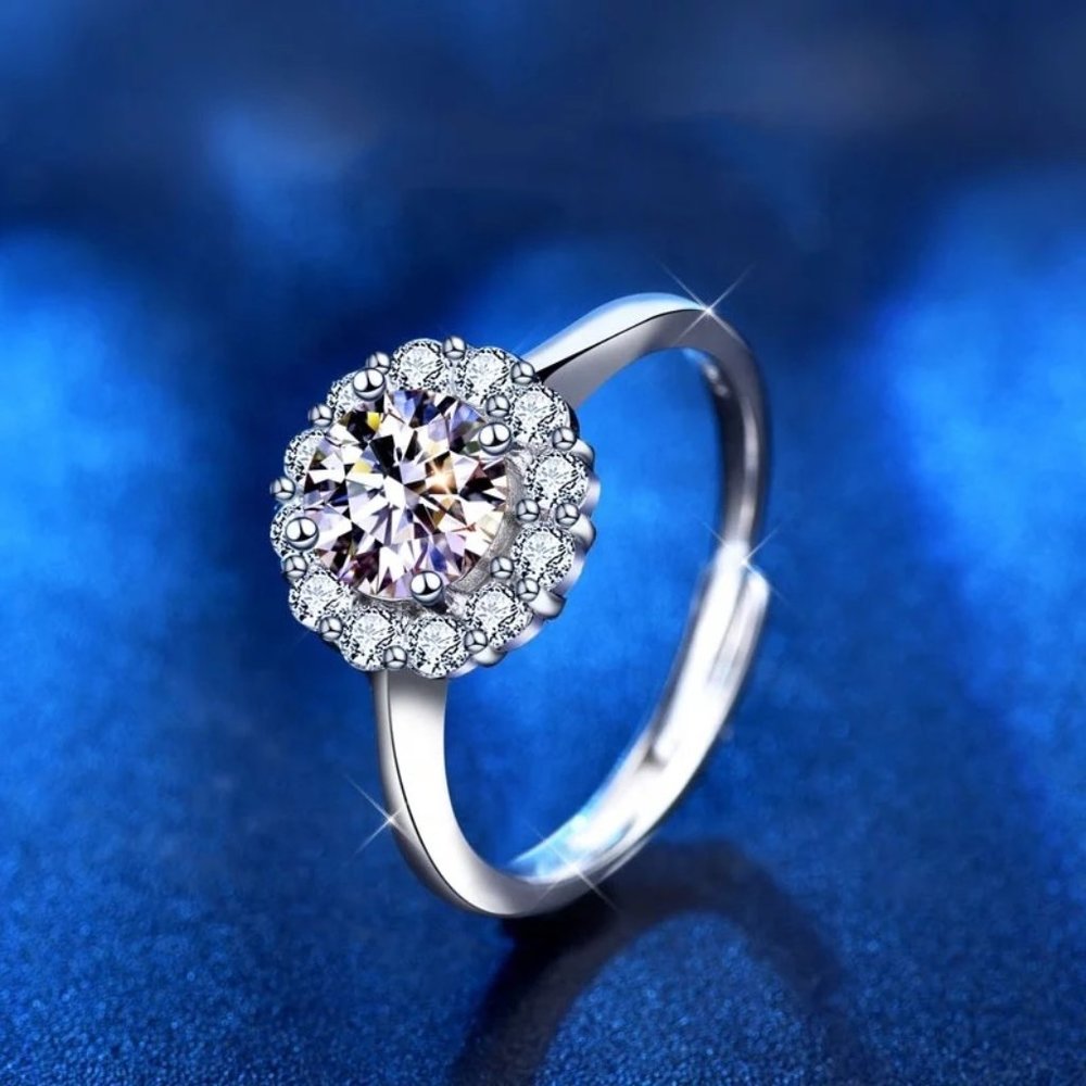 Certified 1ct. t.w. Diamond Engagement Ring 18k White Gold over Italy Silver - Picture 7 of 16